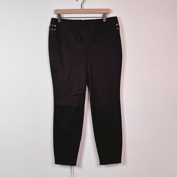 NWT Alexander McQueen Black Trousers Gabardine Wool Skinny Lace Up Stud Size 46 - Picture 1 of 10